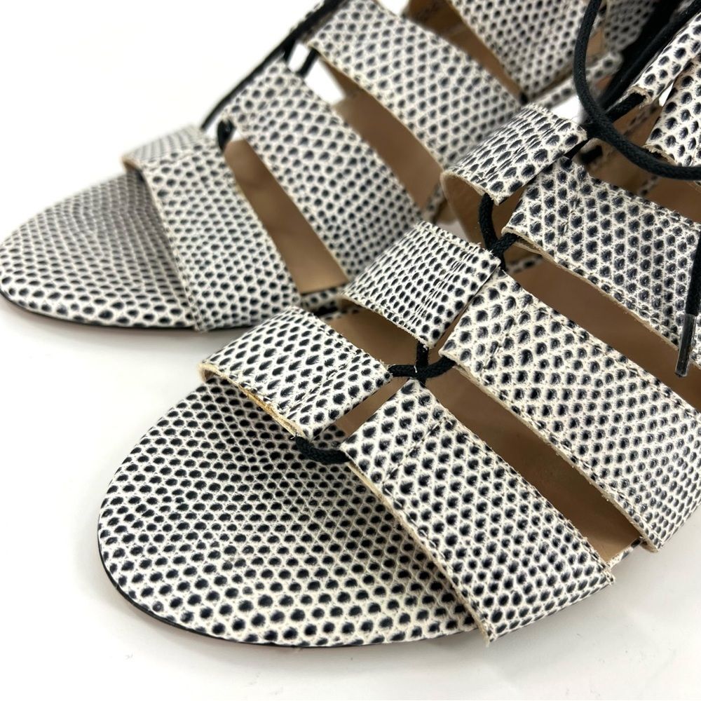 Loeffler Randall Luiza Lizard Print Lace-Up Gladiator Heeled Sandals 9 - Picture 5 of 16